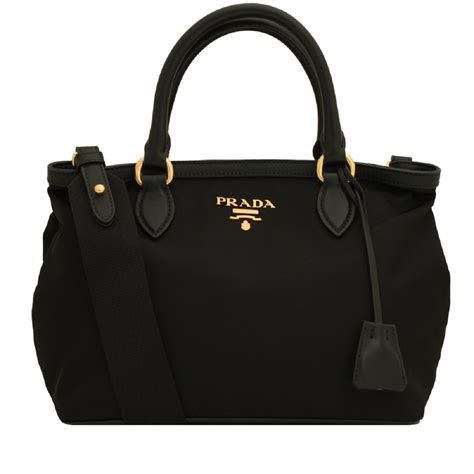 Prada Nero Black Tessuto Soft Calf Leather and Nylon Hobo 